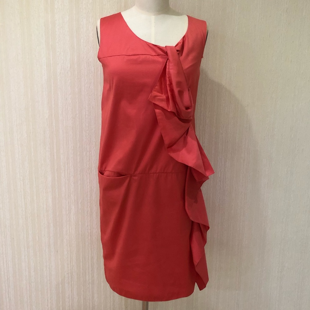 Marni Coral Ruffle Cotton Dress Size 36